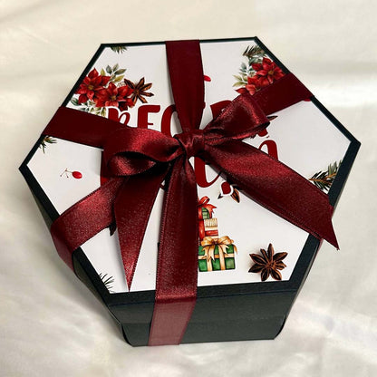 Geschenkbox mit explodierender Bilderwand