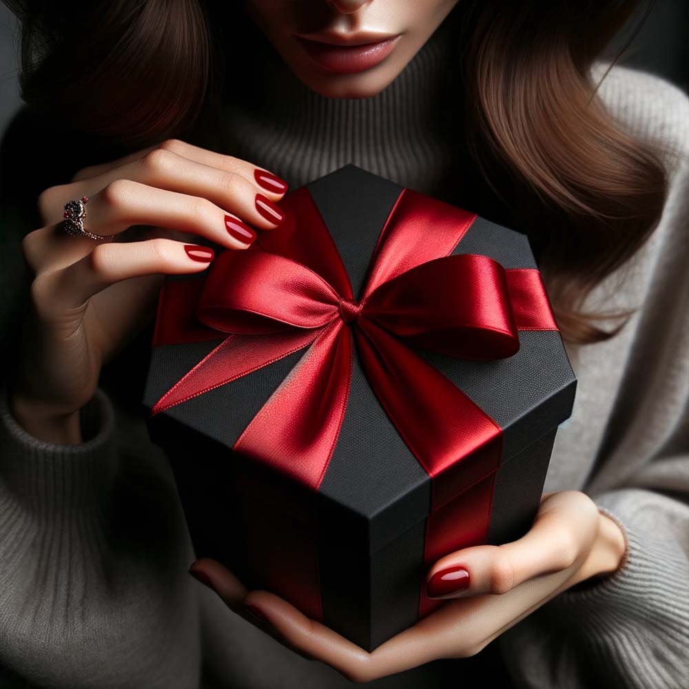 Geschenkbox mit explodierender Bilderwand